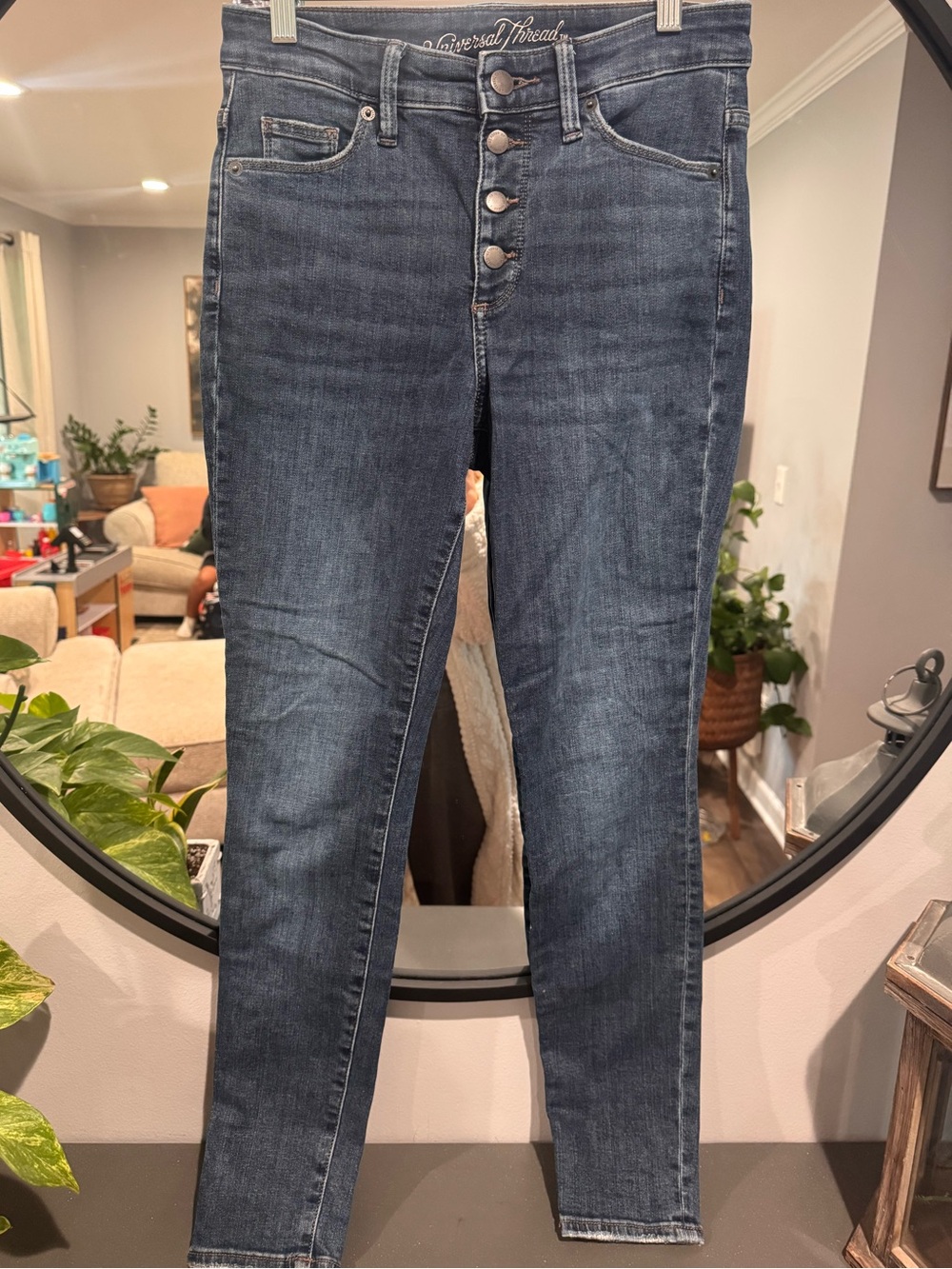 Universal Thread High-Rise Button-Fly Skinny Jeans - Dark Wash Blue